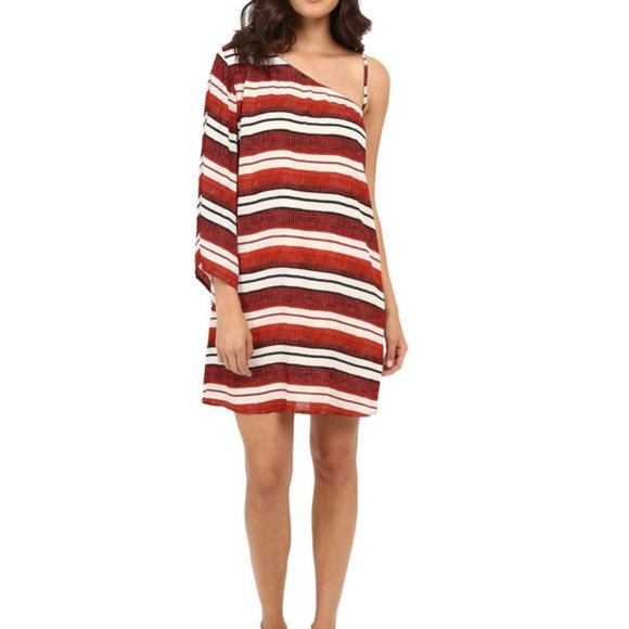 BB Dakota Bryanne Striped One Shoulder Dress NWT - Picture 1 of 6